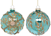 Gold Leaf Trim Balloon Ornament, Box of 6 - 4 Inches