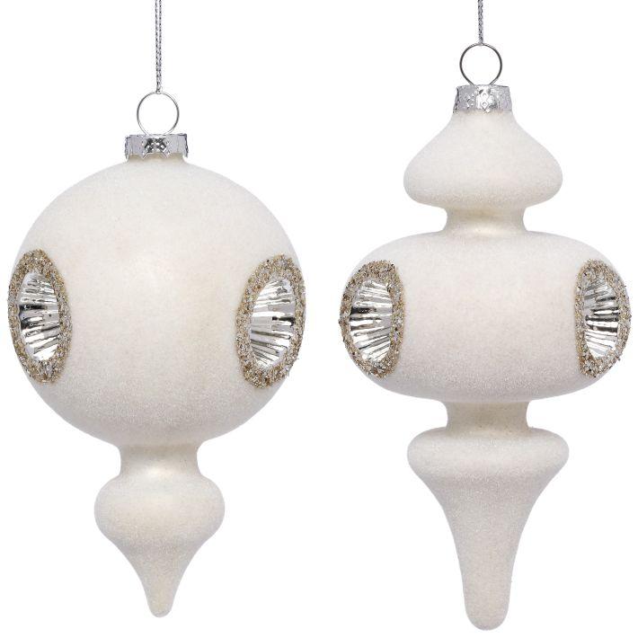 Silver Sparkle Finial Ornament, Box of 6 - 6.5 Inches