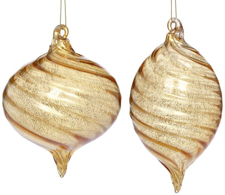 Gold Swirl Drop Ornament, Box of 6 - 4 Inches