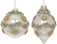 Floral Jeweled Ornament, Box of 6 - 4 Inches