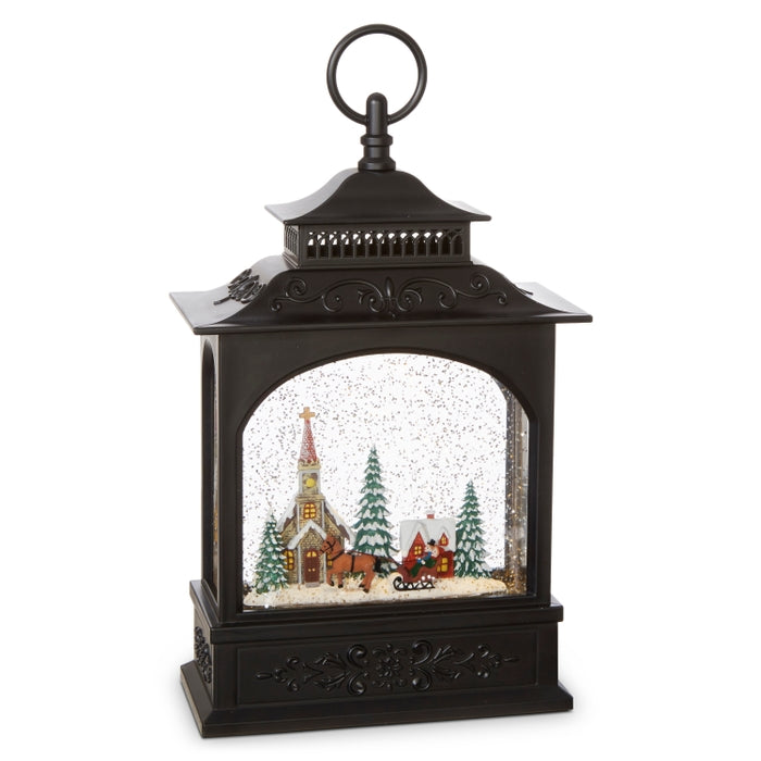 11" Town Scene Musical Lighted Water Lantern