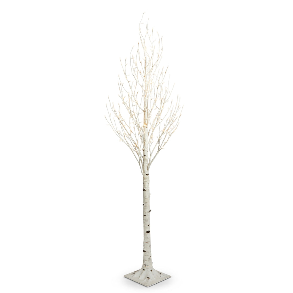 7' Lighted Birch Tree | White