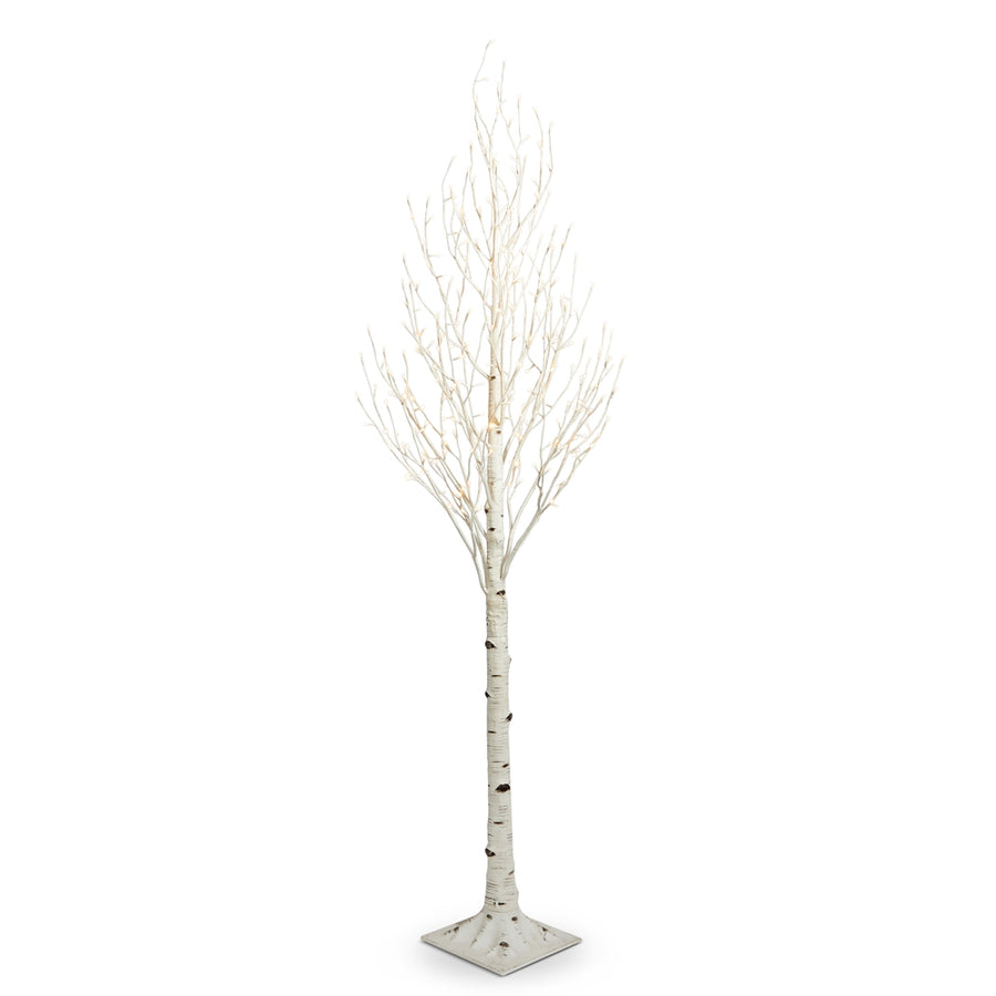 7' Lighted Birch Tree | White