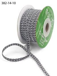 1/4 Inch Twill Chevron Stripe Ribbon with Woven Edge – 382-14-10 Black