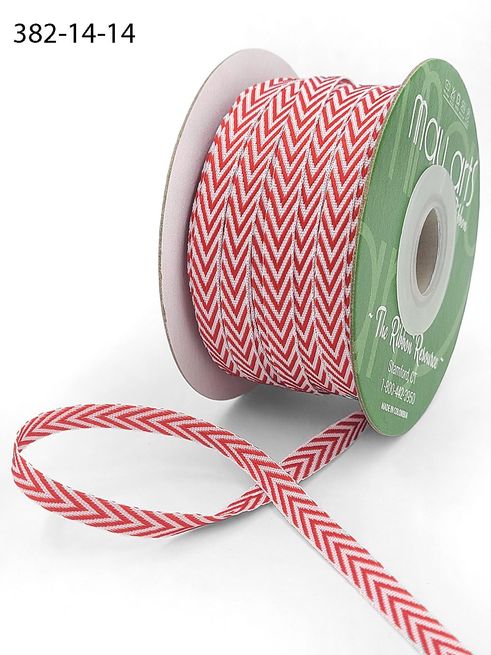 1/4 Inch Twill Chevron Stripe Ribbon with Woven Edge – 382-14-14 Red