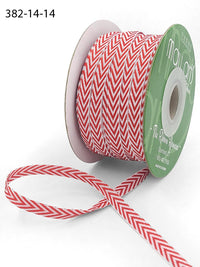 1/4 Inch Twill Chevron Stripe Ribbon with Woven Edge – 382-14-14 Red