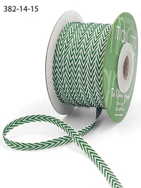 1/4 Inch Twill Chevron Stripe Ribbon with Woven Edge – 382-14-15 Green