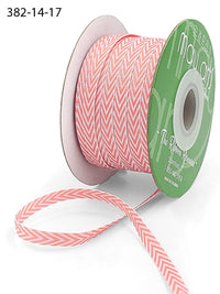 1/4 Inch Twill Chevron Stripe Ribbon with Woven Edge – 382-14-17 Pink