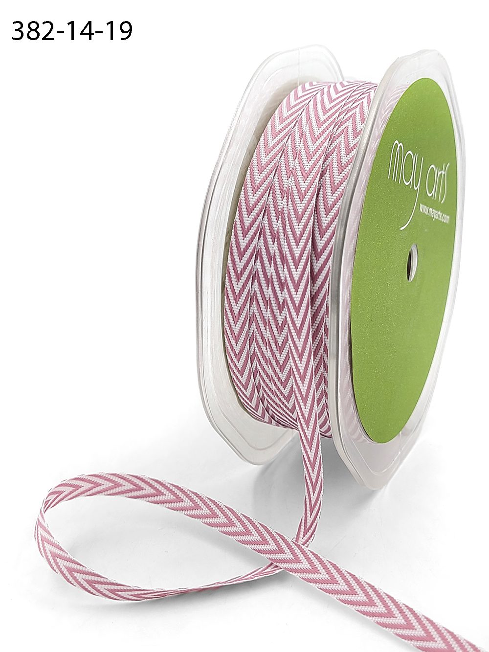 1/4 Inch Twill Chevron Stripe Ribbon with Woven Edge – 382-14-19 Mauve