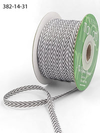 1/4 Inch Twill Chevron Stripe Ribbon with Woven Edge – 382-14-31 Gray