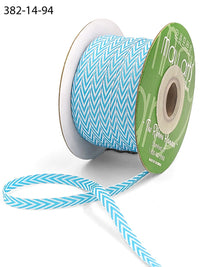 1/4 Inch Twill Chevron Stripe Ribbon with Woven Edge – 382-14-94 Turquoise