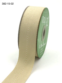 1.5 Inch Twill Chevron Stripe Ribbon with Woven Edge – 382-15-02 Champagne