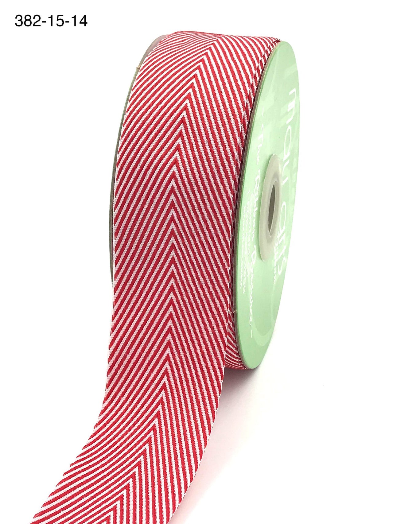 1.5 Inch Twill Chevron Stripe Ribbon with Woven Edge – 382-15-14 Red