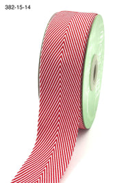 1.5 Inch Twill Chevron Stripe Ribbon with Woven Edge – 382-15-14 Red