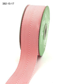 1.5 Inch Twill Chevron Stripe Ribbon with Woven Edge – 382-15-17 Pink