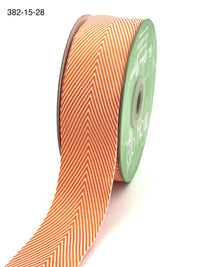 1.5 Inch Twill Chevron Stripe Ribbon with Woven Edge – 382-15-28 Orange