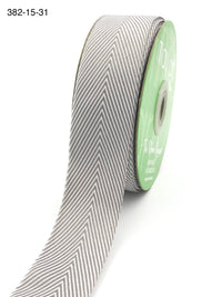 1.5 Inch Twill Chevron Stripe Ribbon with Woven Edge – 382-15-31 grey