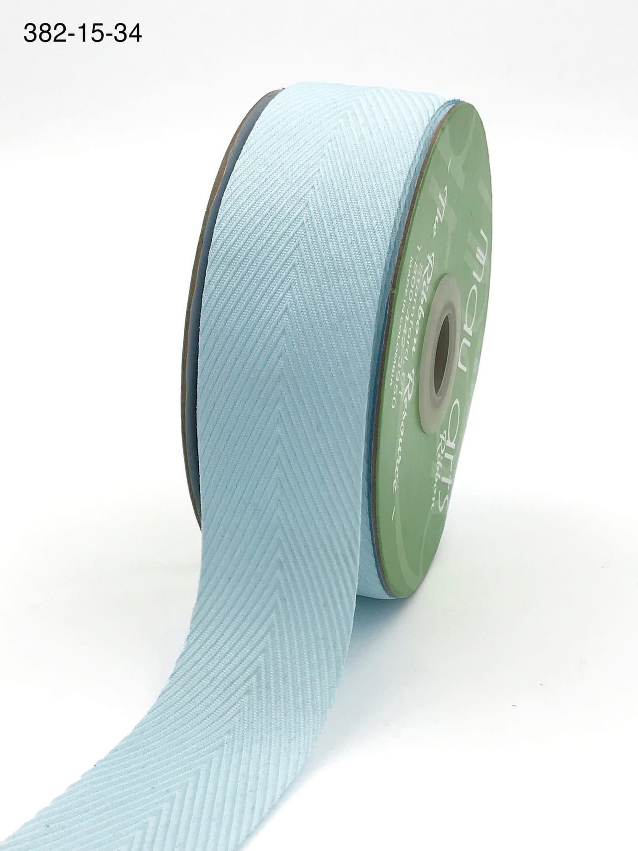 1.5 Inch Twill Chevron Stripe Ribbon with Woven Edge – 382-15-34 Light Blue