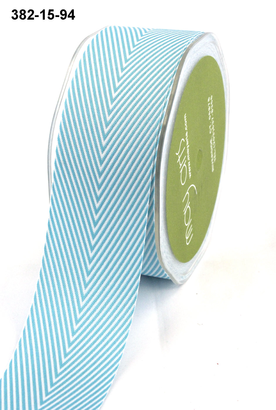 1.5 Inch Twill Chevron Stripe Ribbon with Woven Edge – 382-15-94 Turquoise