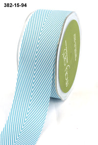 1.5 Inch Twill Chevron Stripe Ribbon with Woven Edge – 382-15-94 Turquoise