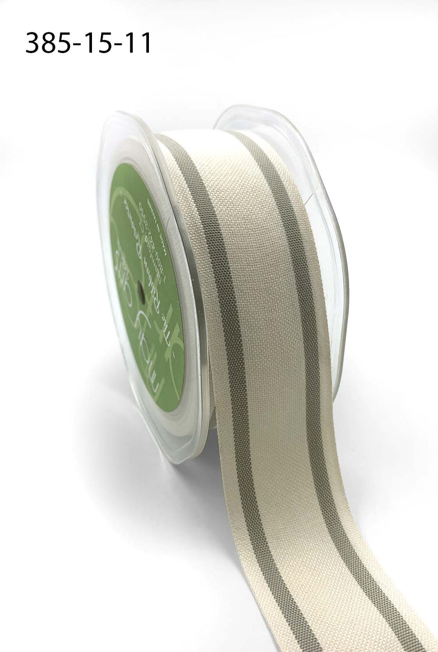 1.5 Inch Cotton Blend Woven Double Stripe Ribbon with Woven Edge – 385-15-11 – Natural
