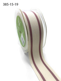 1.5 Inch Cotton Blend Woven Double Stripe Ribbon with Woven Edge – 385-15-19 Wood Rose