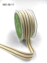 5/8 Inch Cotton Blend Double Stripe Ribbon with Woven Edge – 385-58-11 – NATURAL