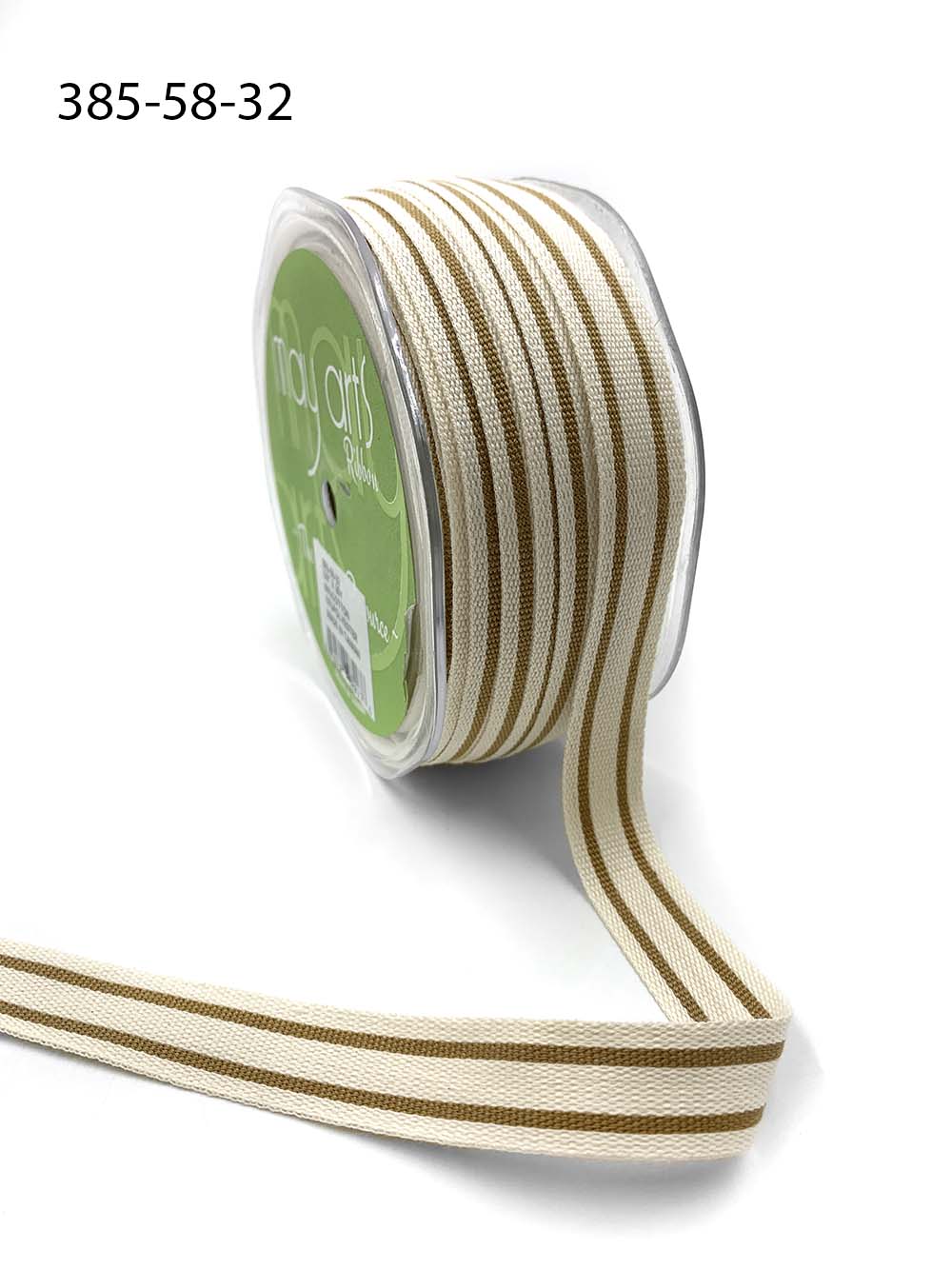 5/8 Inch Cotton Blend Double Stripe Ribbon with Woven Edge – 385-58-32 ANTIQUE GOLD