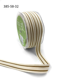 5/8 Inch Cotton Blend Double Stripe Ribbon with Woven Edge – 385-58-32 ANTIQUE GOLD
