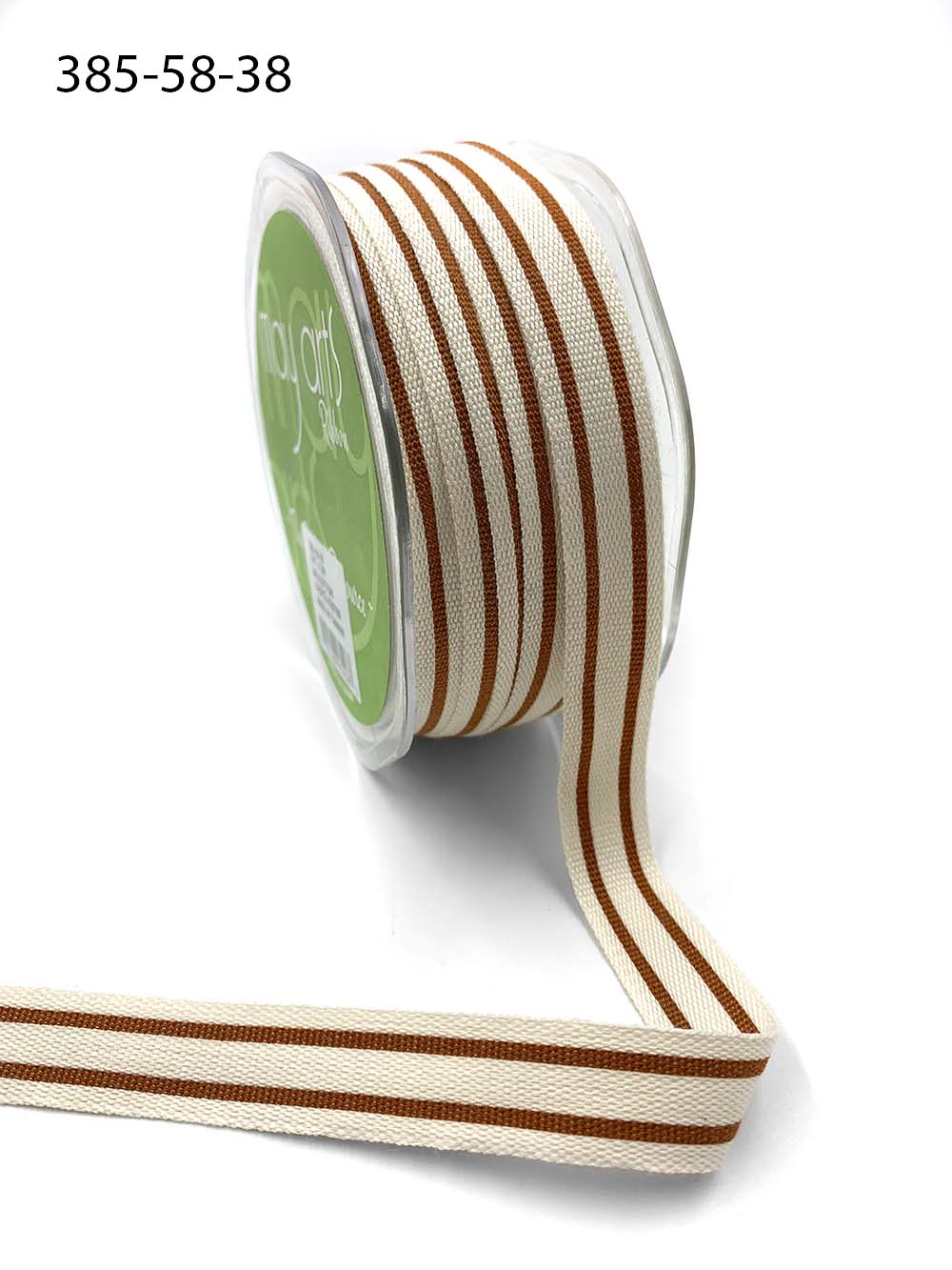 5/8 Inch Cotton Blend Double Stripe Ribbon with Woven Edge – 385-58-38 BURNT ORANGE