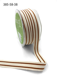 5/8 Inch Cotton Blend Double Stripe Ribbon with Woven Edge – 385-58-38 BURNT ORANGE