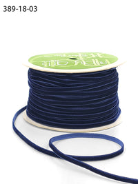 1/8 inch Velvet String Cord Ribbon with Woven Edge – 389-18-03 NAVY (NEW)
