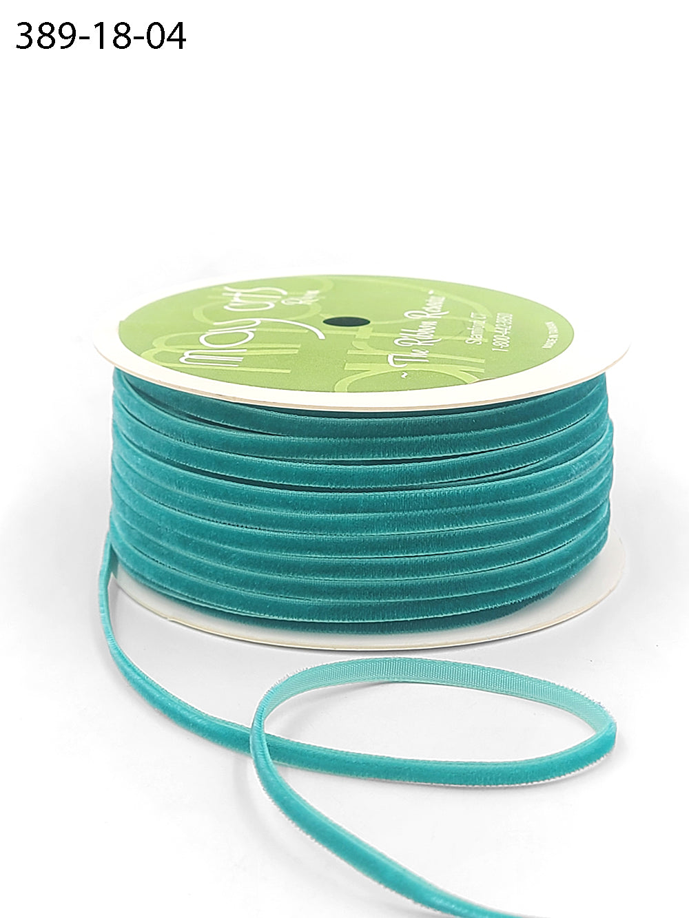 1/8 inch Velvet String Cord Ribbon with Woven Edge – 389-18-04 TEAL