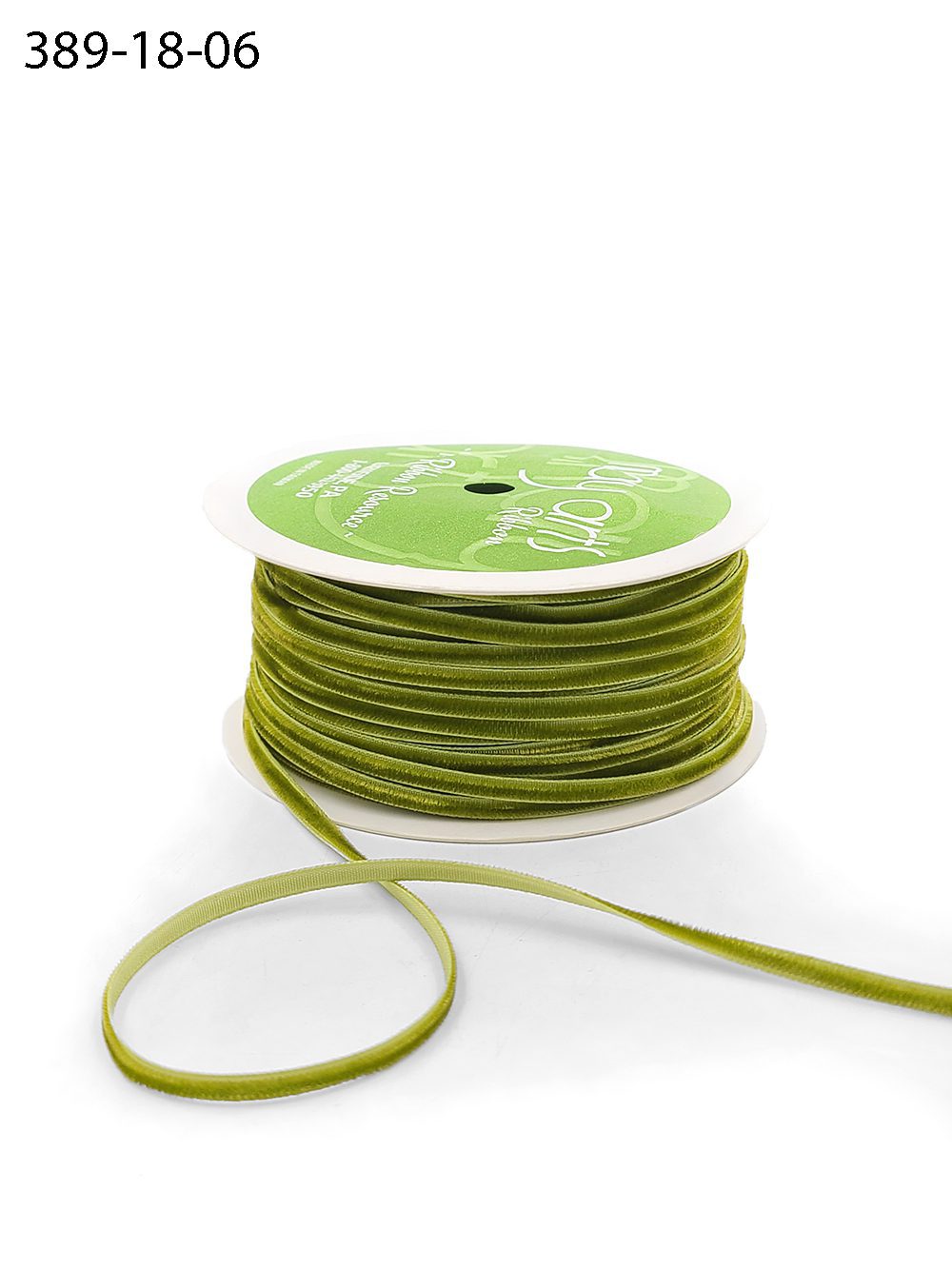 1/8 inch Velvet String Cord Ribbon with Woven Edge – 389-18-06 SWEETPEA GREEN (NEW)