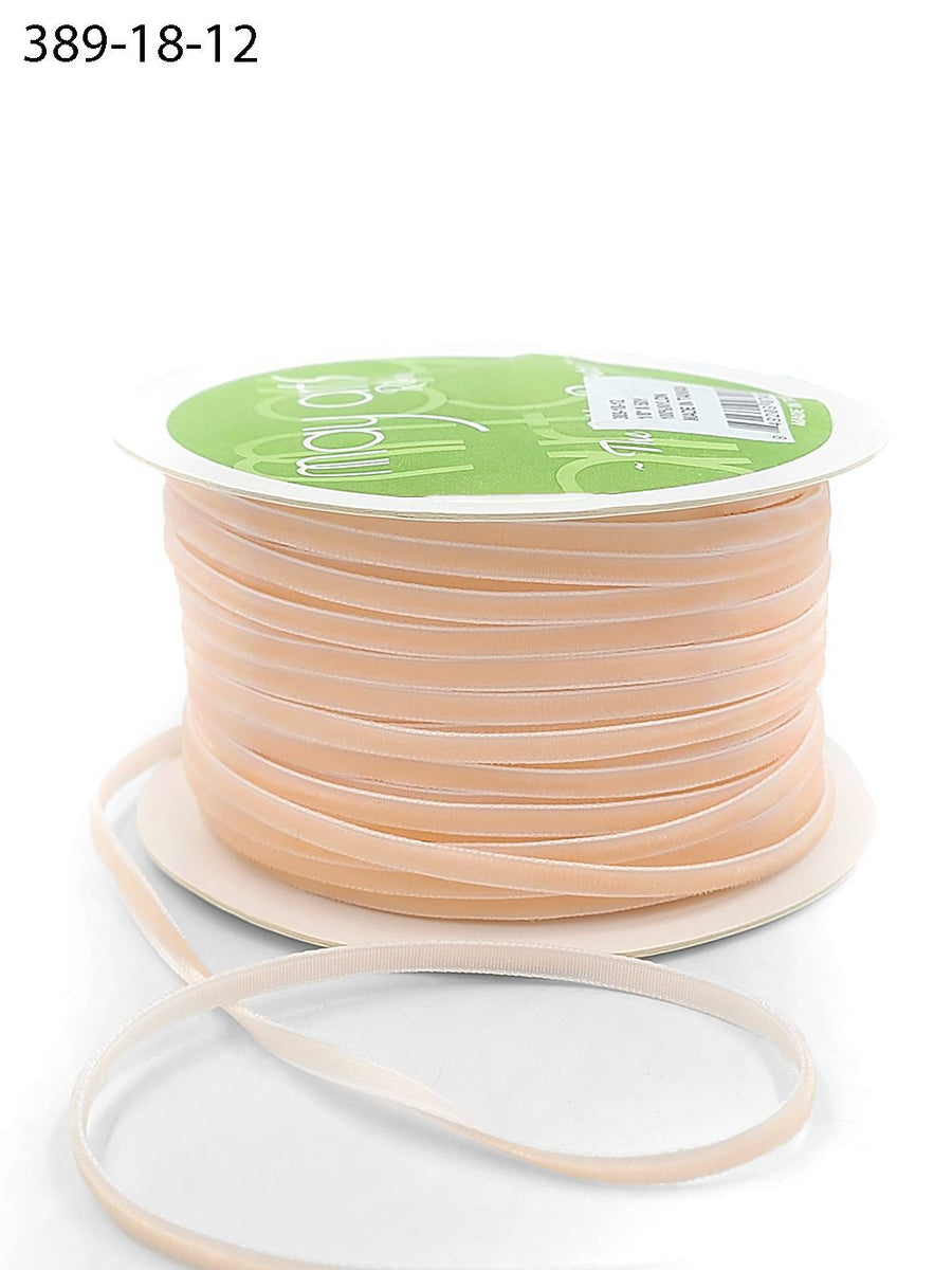 1/8 inch Velvet String Cord Ribbon with Woven Edge – 389-18-12 NUDE (NEW)