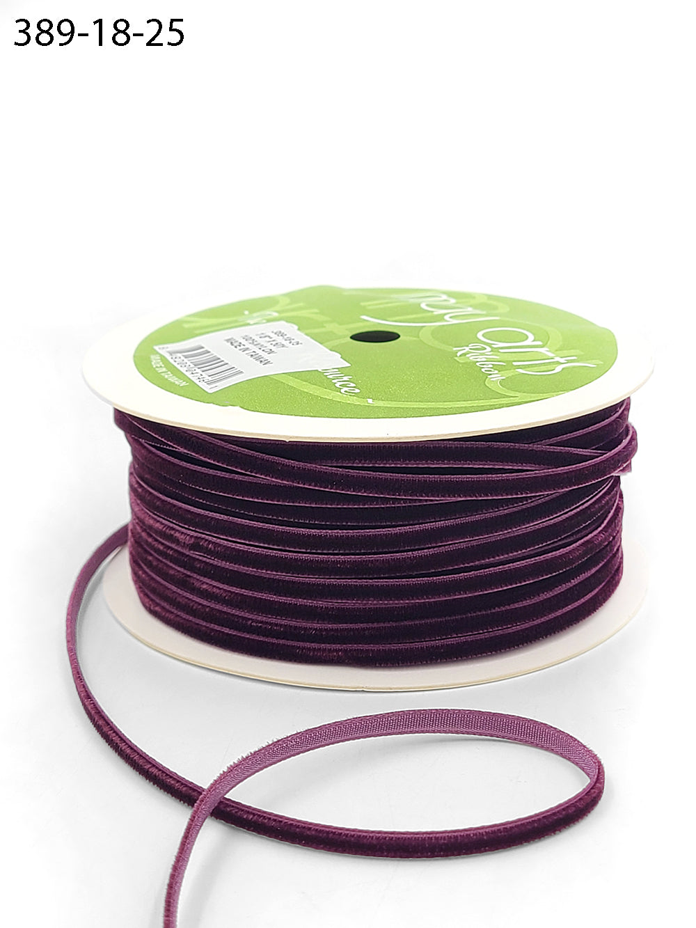 1/8 inch Velvet String Cord Ribbon with Woven Edge – 389-18-25 SANGRIA