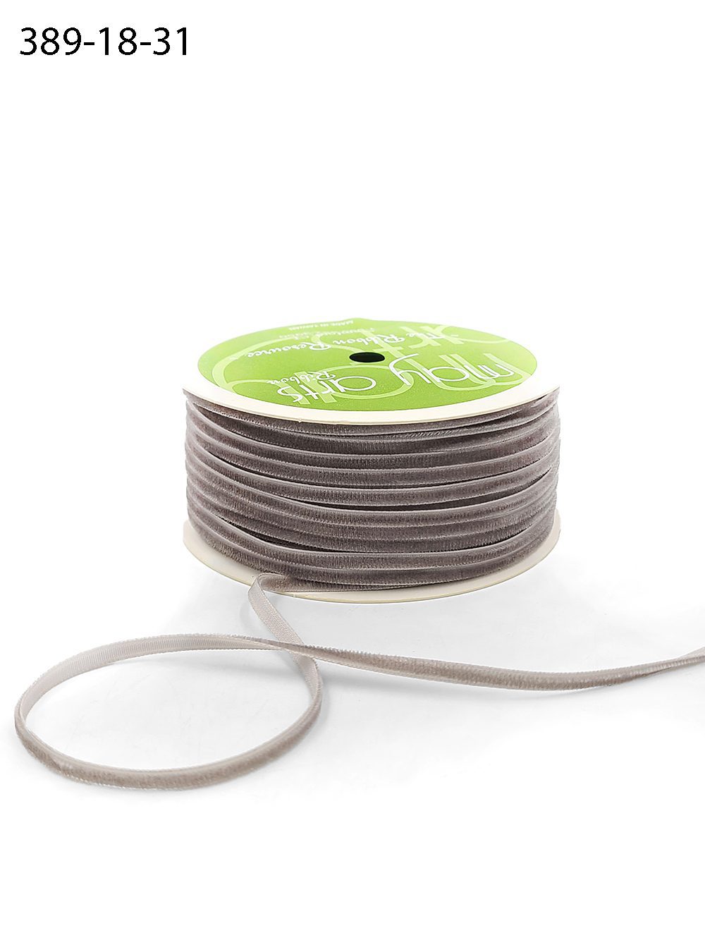 1/8 inch Velvet String Cord Ribbon with Woven Edge – 389-18-31 SILVER