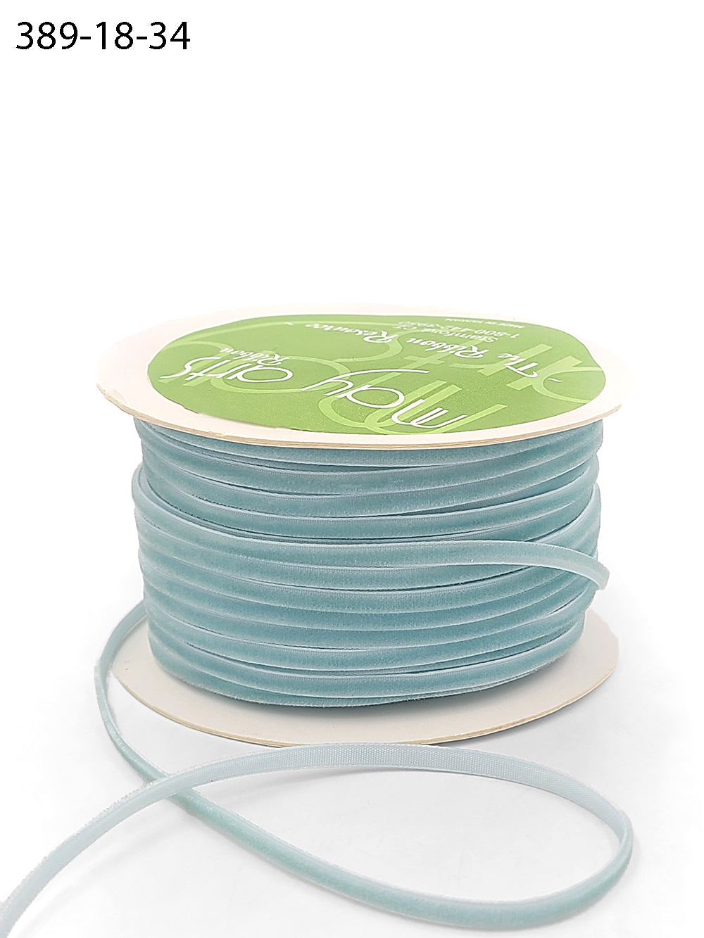 1/8 inch Velvet String Cord Ribbon with Woven Edge – 389-18-34 LIGHT BLUE (NEW)