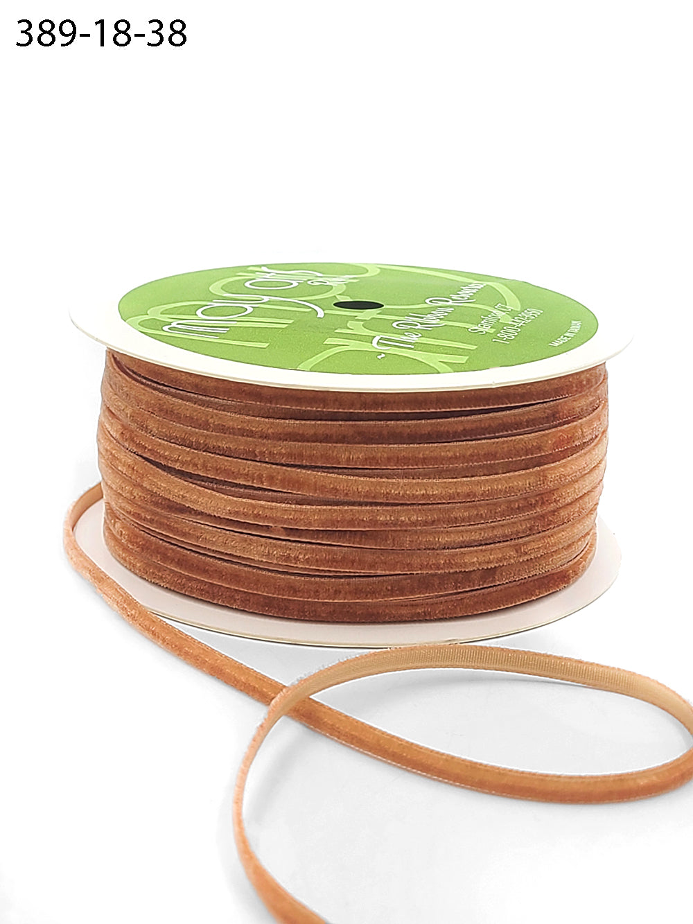 1/8 inch Velvet String Cord Ribbon with Woven Edge – 389-18-38 BURNT ORANGE (NEW)