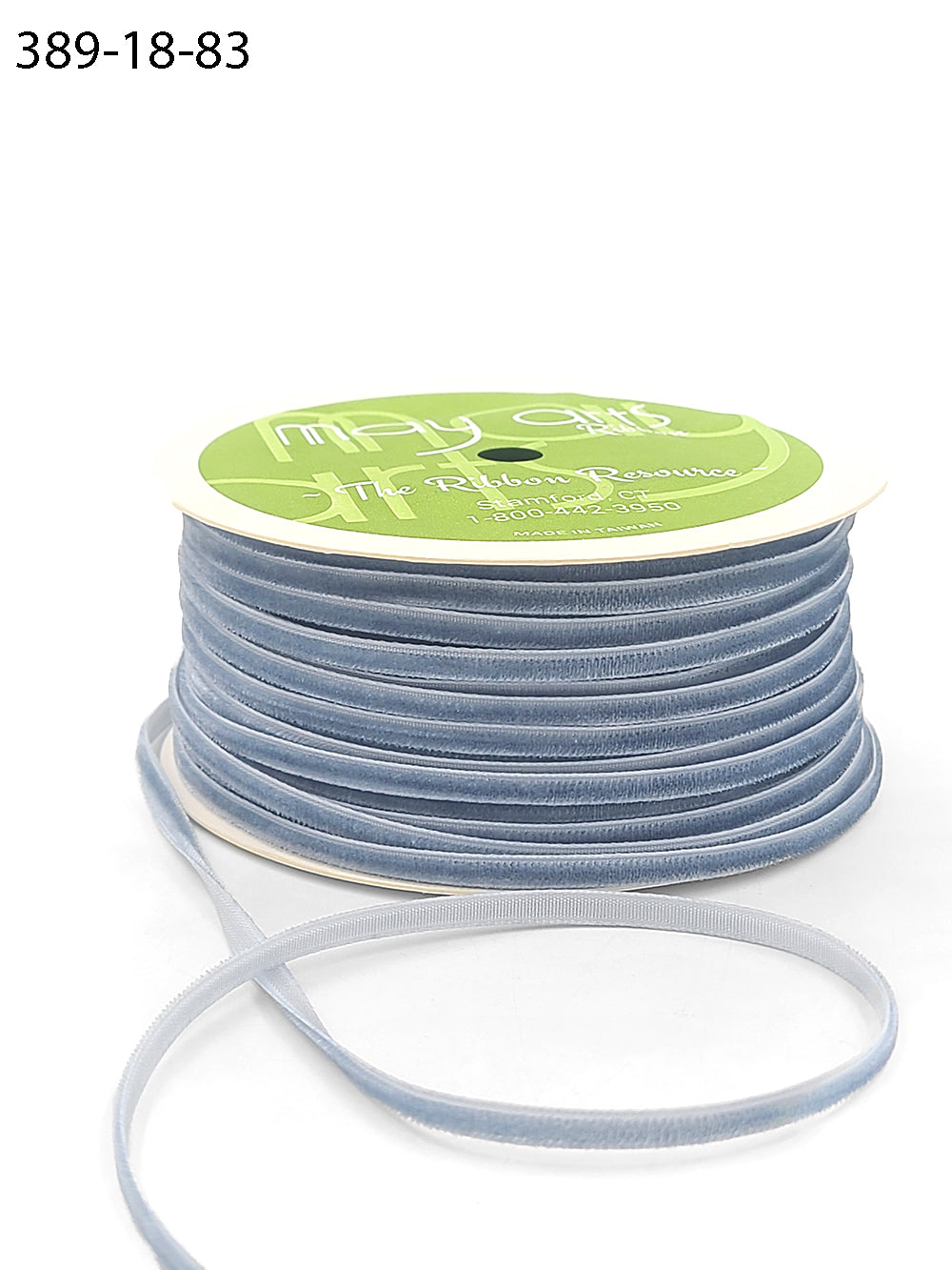 1/8 inch Velvet String Cord Ribbon with Woven Edge – 389-18-83 SLATE BLUE (NEW)