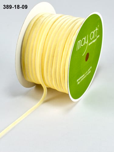 1/8 inch Velvet String Cord Ribbon with Woven Edge – 389-18-09 BUTTERCREAM
