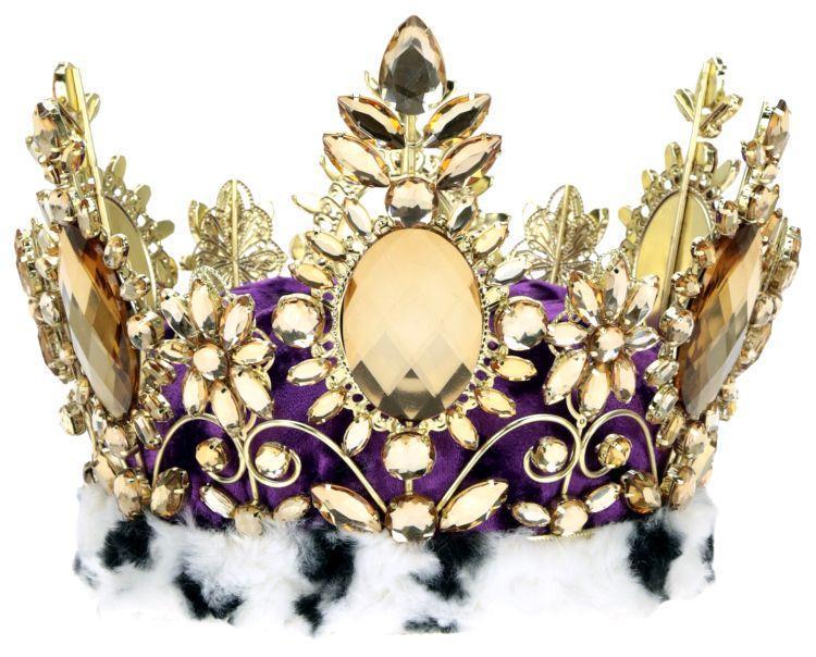 Jeweled Queen Crown, Purple - 7.5 Inches