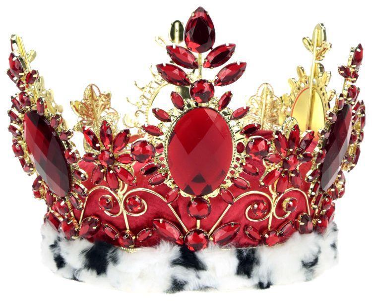 Jeweled Queen Crown, Red - 7.5 Inches