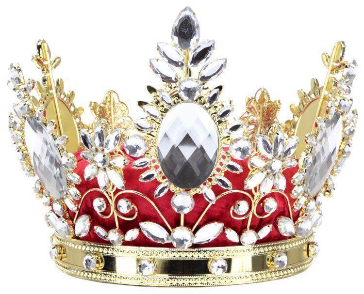 Jeweled Queen Crown, Red/Silver- 7.5 Inches