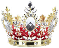 Jeweled Queen Crown, Red/Silver- 7.5 Inches