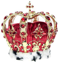 Jeweled King Crown, Red - 8.5 Inches