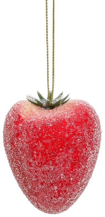 Frosted Strawberry Ornament , Box of 24 - 2 Inches