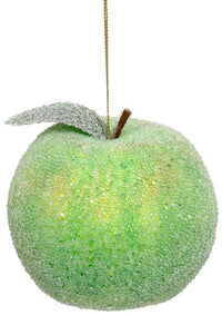 Frosted Green Apple Ornament , Box of 6 - 3 Inches