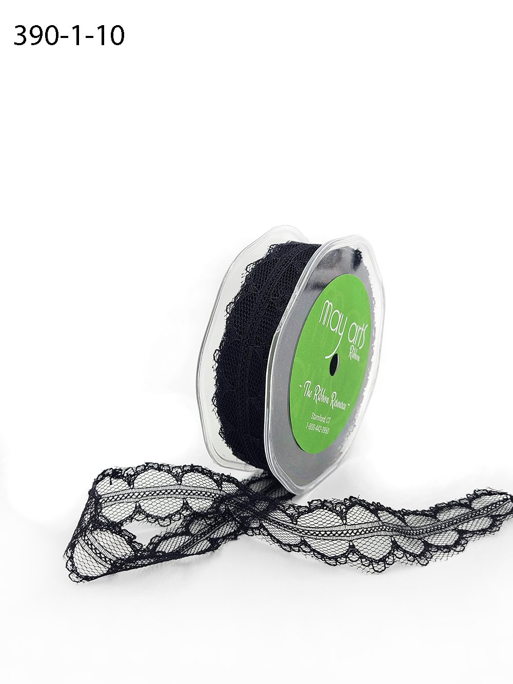 1 Inch Lace Trim Ribbon with Double Scalloped Edge – 390-1-10 Black
