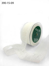 1.5 Inch Center Line Floral Lace Trim Ribbon with Eyelash Edge – 390-15-09 IVORY